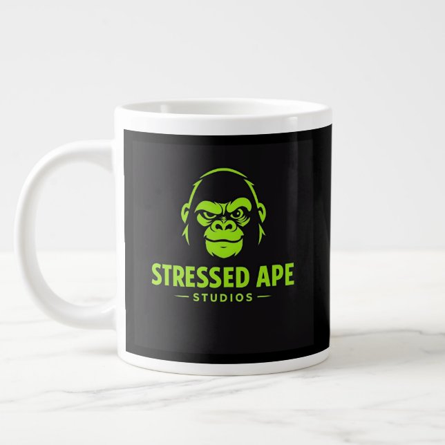 Stressed Ape Studios Green Logo Large Coffee Mug (Left)