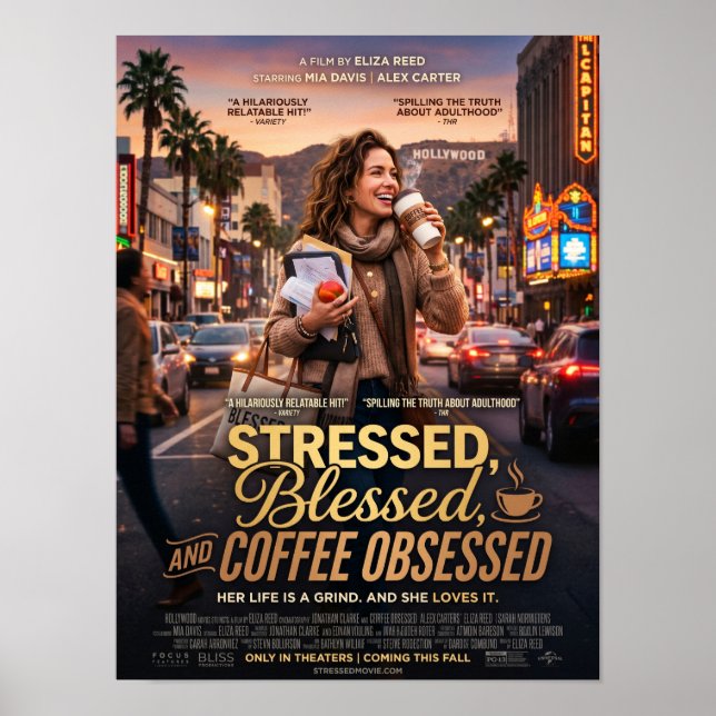 stressed blessed and coffee obssesed poster (Front)