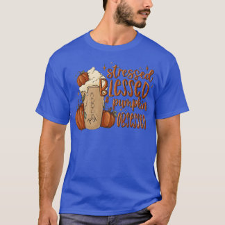 Stressed Blessed Pumpkin Obsessed Latte Drink Fall T-Shirt