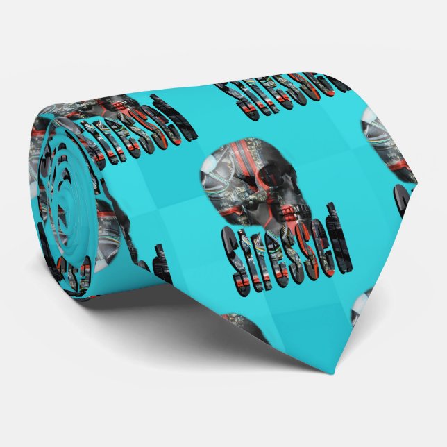 Stressed Computer Skull, Tie (Rolled)