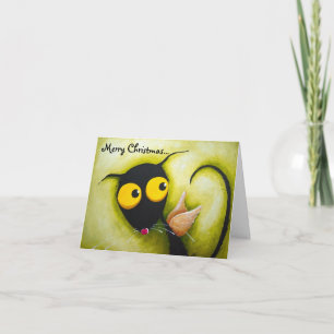 Stressie Cat Angel Holiday Card