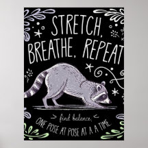 Stretch Breathe Repeat - Cute Yoga Racoon Design