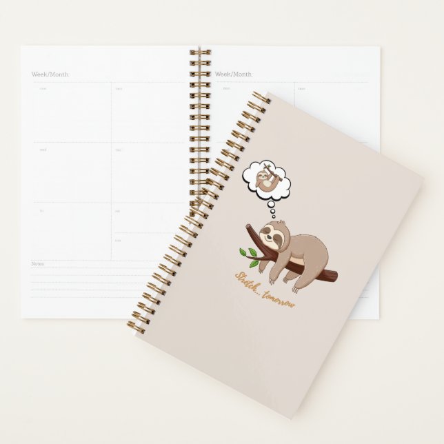 Stretch Tomorrow Sloth Notebook | Cosy Minimalist Planner (Display)