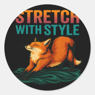 Stretch With Style Relaxing Fox Yoga Pose Fitness Classic Round Sticker
