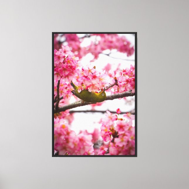 Stretched Canvas Print - Cherry Blossom Bird (Front)