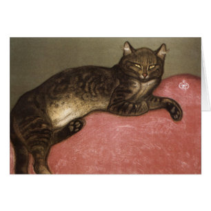 Stretched Cat on Sofa - by Theophile Steinlen
