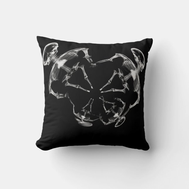 Stretched X-Ray Skeleton Family B&W Cushion (Front)