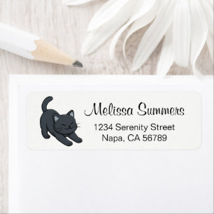 Stretching Black Cat Return Address Return Address Label