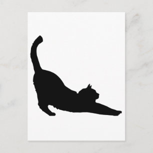Stretching Black Cat Silhouette Postcard
