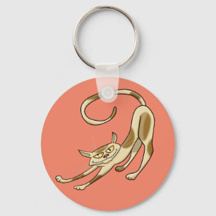 Stretching Cartoon Cat Key Ring