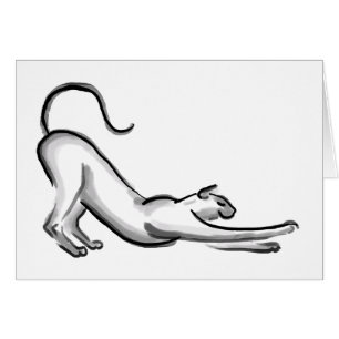 Stretching Cat Brush Painting
