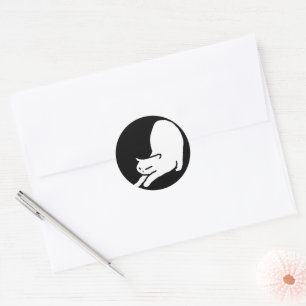 Stretching Cat Doodle Classic Round Sticker