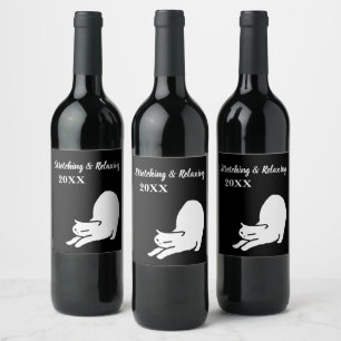 Stretching Cat Doodle Wine Label