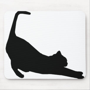 Stretching Cat Feline Animal Pet Silhouette Mouse Pad