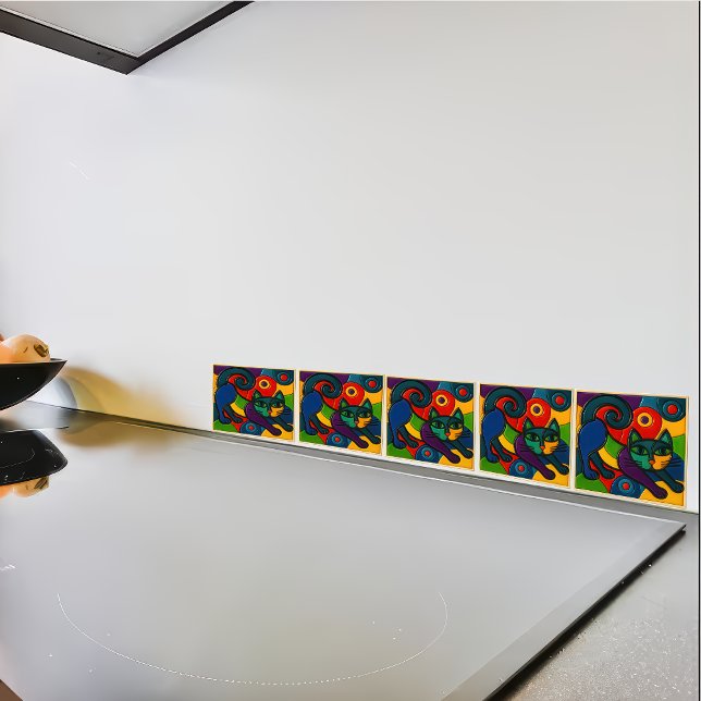 Stretching Cat Tile (stretching cat ceramic tiles)