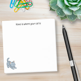 Stretching Grey Tabby Cat Custom Text Post-it Notes