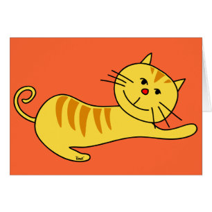 Stretching Lazily Cat Blank Card