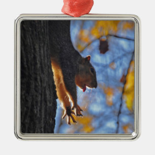 Stretching Squirrel Metal Tree Decoration