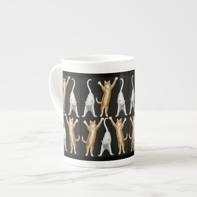 Stretching Yoga Cats Bone China Mug (Front Left)