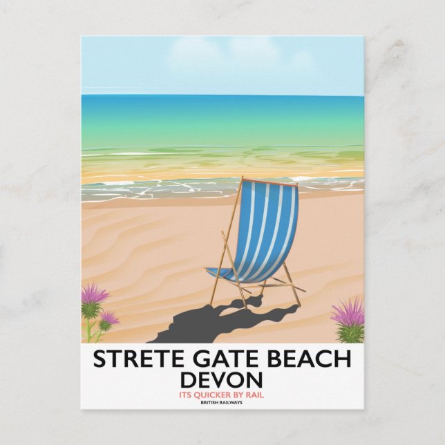 Strete Gate Beach Devon travel poster Postcard (Front)
