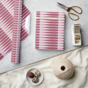 Striation Shades of Burgundy Stripe Wrapping Paper