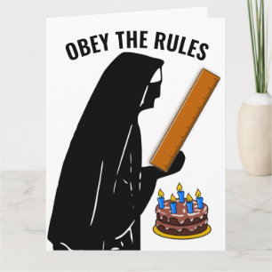 STRICT NUN WITH RULER FUNNY CATHOLIC BIRTHDAY CARD