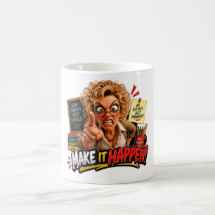 Strict Teacher Make It Happen Sticker Coffee Mug