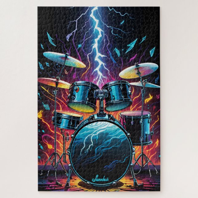Strike A Beat Drum Set Jigsaw Puzzle (Vertical)