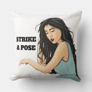 "STRIKE A POSE" ASIAN LADY CUSHION