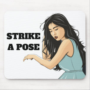 "STRIKE A POSE" ASIAN LADY MOUSE PAD