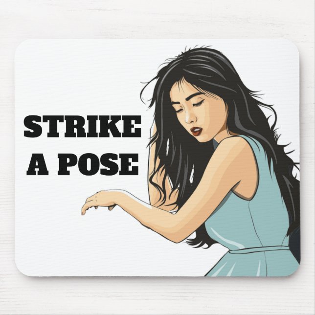 "STRIKE A POSE" ASIAN LADY MOUSE PAD (Front)