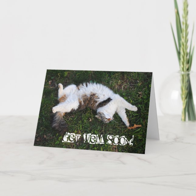 Strike A Pose! Cat Get Well Soon Card (Front)