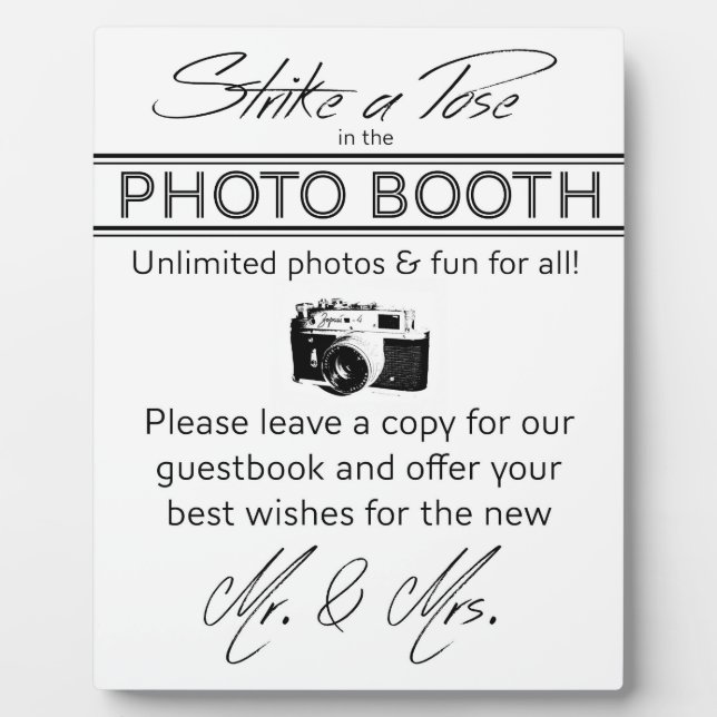 Strike a Pose Photo Booth Plaque (Front)