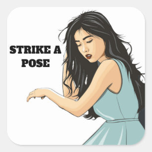 STRIKE A POSE SQUARE STICKER