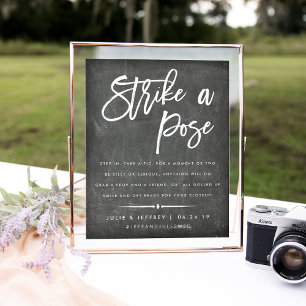 Strike a Pose   Wedding Photo Booth Chalkboard Poster