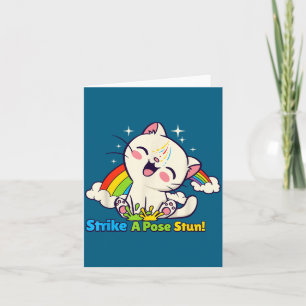 Strike A Se Stun Cute Rainbow Cat Energy Humour Card