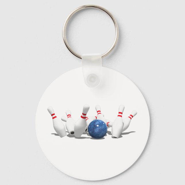 Strike!  Bowling Ball & Pins: Key Ring (Front)