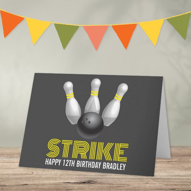 Strike! Modern Bowling Birthday Card (Creator Uploaded)