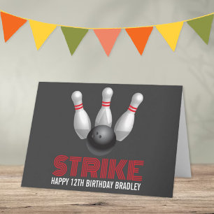 Strike! Modern Bowling Birthday Card