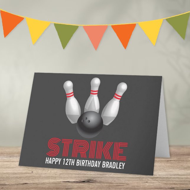 Strike! Modern Bowling Birthday Card (Creator Uploaded)