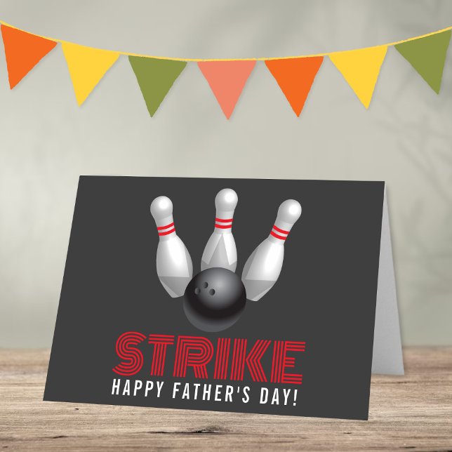 Strike! Modern Bowling Happy Father's Day Card (Creator Uploaded)