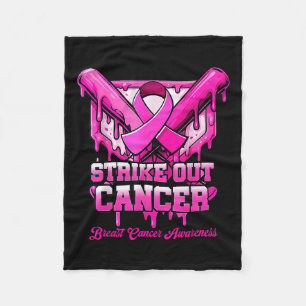 Strike Out Breast Cancer Awareness Baseball Drip P Fleece Blanket
