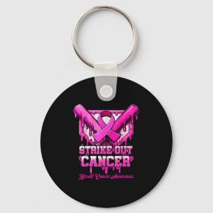 Strike Out Breast Cancer Awareness Baseball Drip P Key Ring