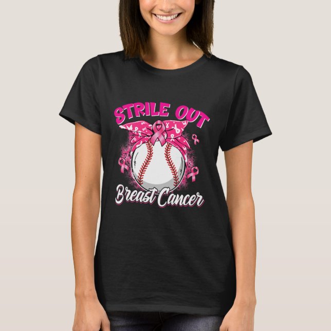Strike Out Breast Cancer Awareness Baseball Fighte T-Shirt (Front)