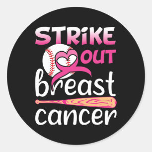 Strike Out Breast Cancer Awareness Baseball Softba Classic Round Sticker