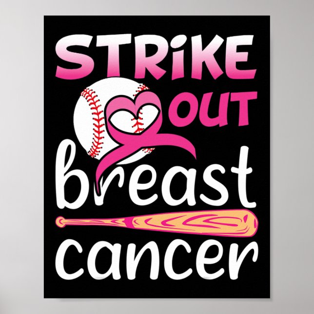 Strike Out Breast Cancer Awareness Baseball Softba Poster (Front)