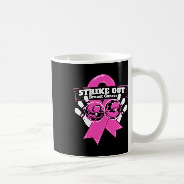 Strike Out Breast Cancer Awareness Bowling Fighter Coffee Mug (Right)