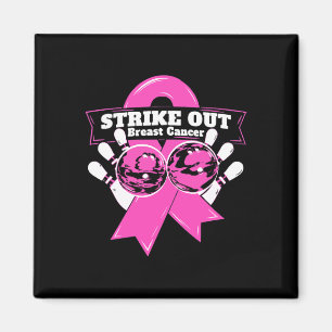 Strike Out Breast Cancer Awareness Bowling Fighter Magnet
