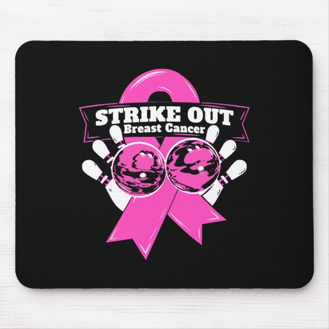 Strike Out Breast Cancer Awareness Bowling Fighter Mouse Pad (Front)