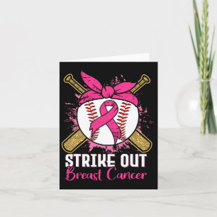 Strike Out Breast Cancer Awareness Day Pink Ribbon Card